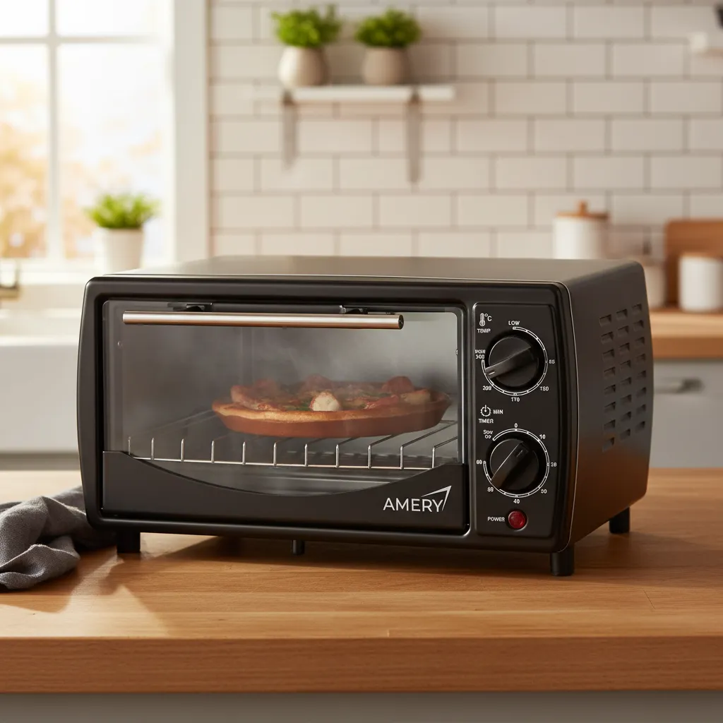 Horno 9L sobre mesada para 4 rebanadas y pizza de 20cm - Inox. - AMERY AM-OG009