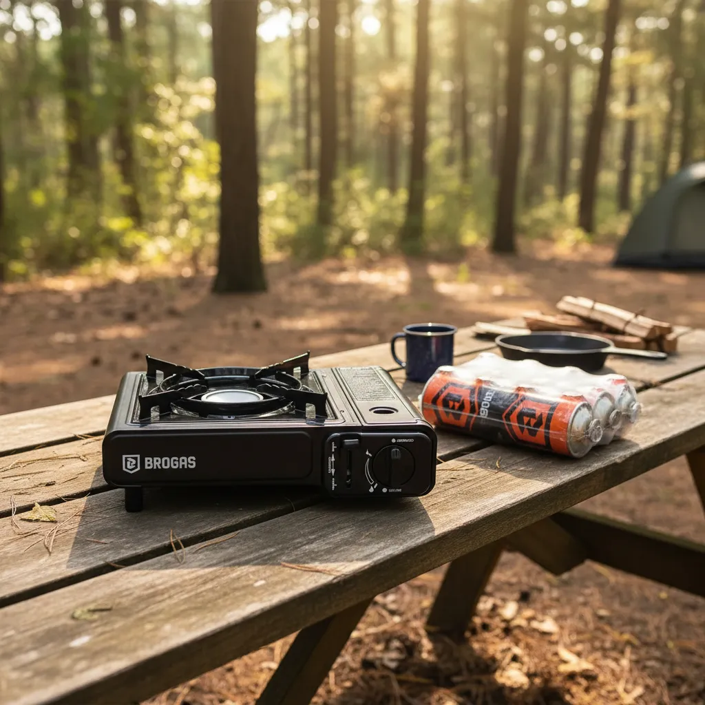 Anafe para Camping a Gas Brogas 465 + Maletin + 4 Cartuchos