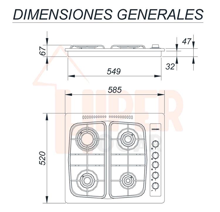 Anafe Multigas 4H Domec AVXV - HiperHogar
