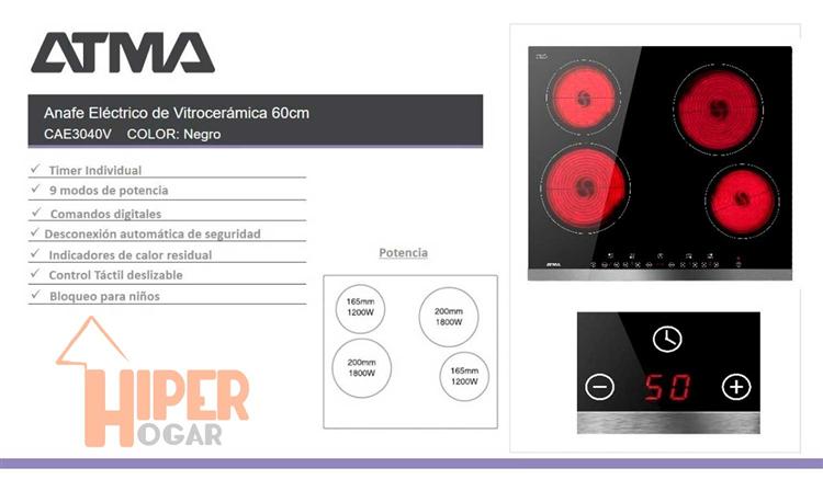 Anafe Vitrocerámico Atma CAE3040V - HiperHogar